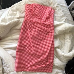 Barney’s New York silk pink strapless tea dress